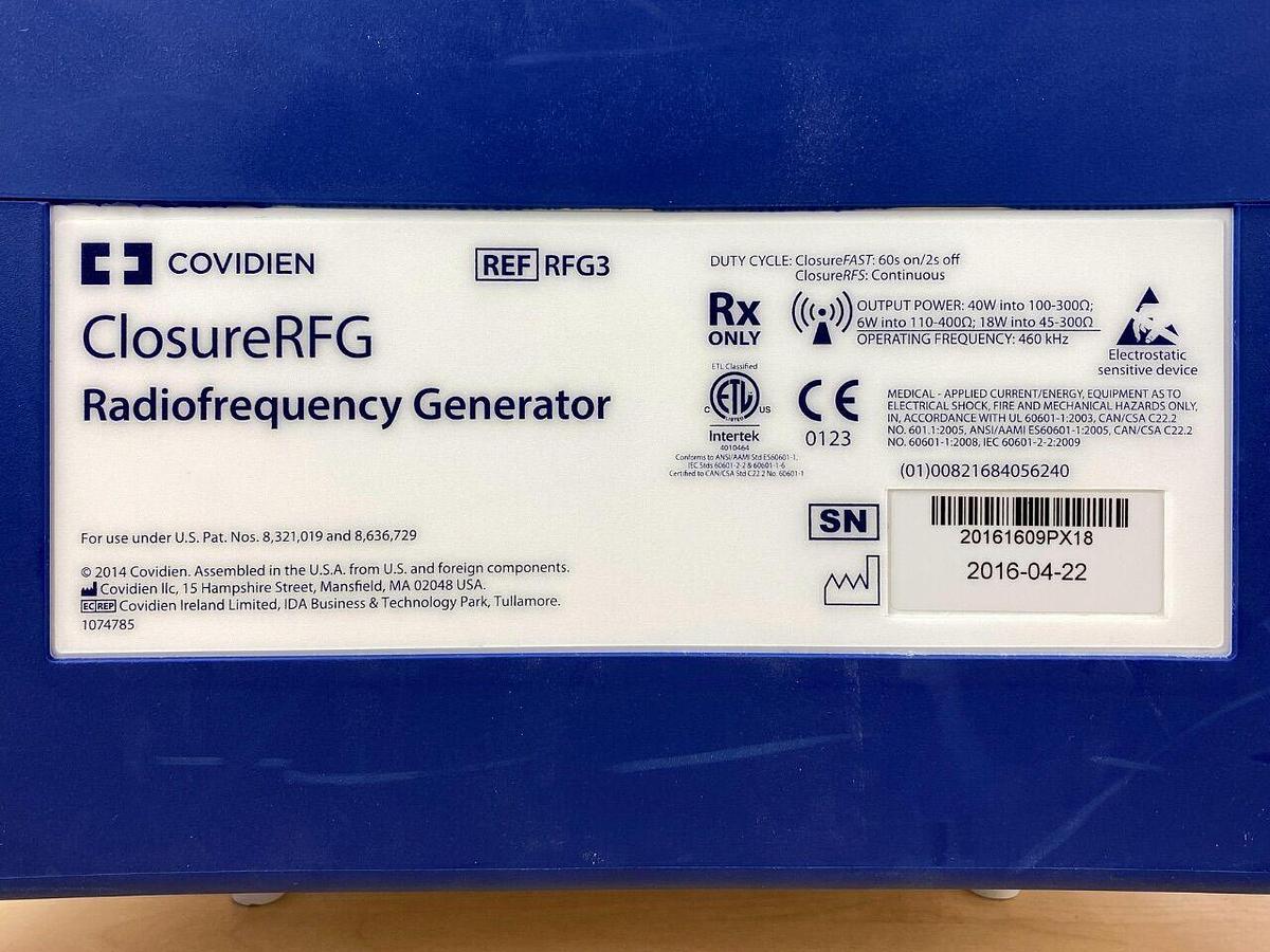 Used COVIDIEN/VALLEYLAB Closure RFG3 YOM