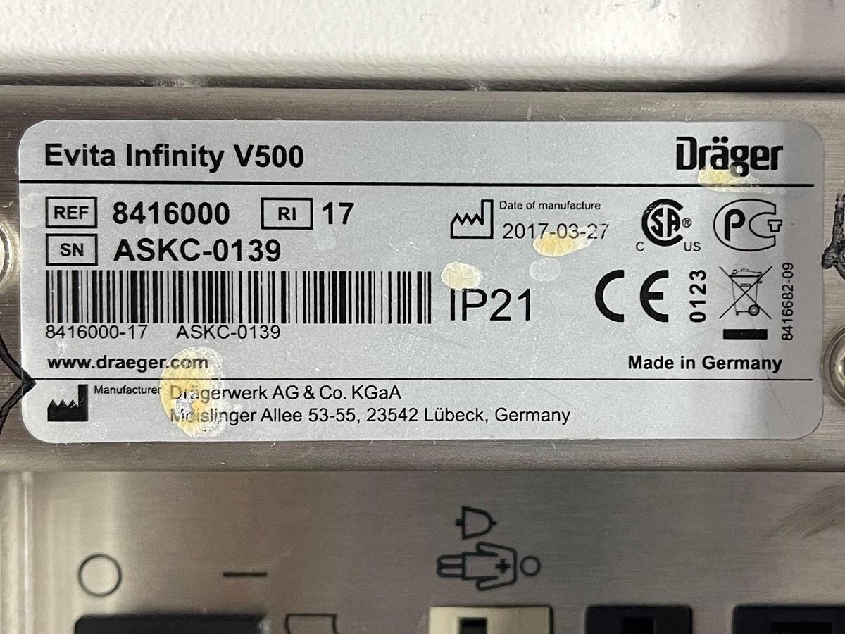 Used DRAEGER Evita Infinity V500 Ventilator YOM: 2017