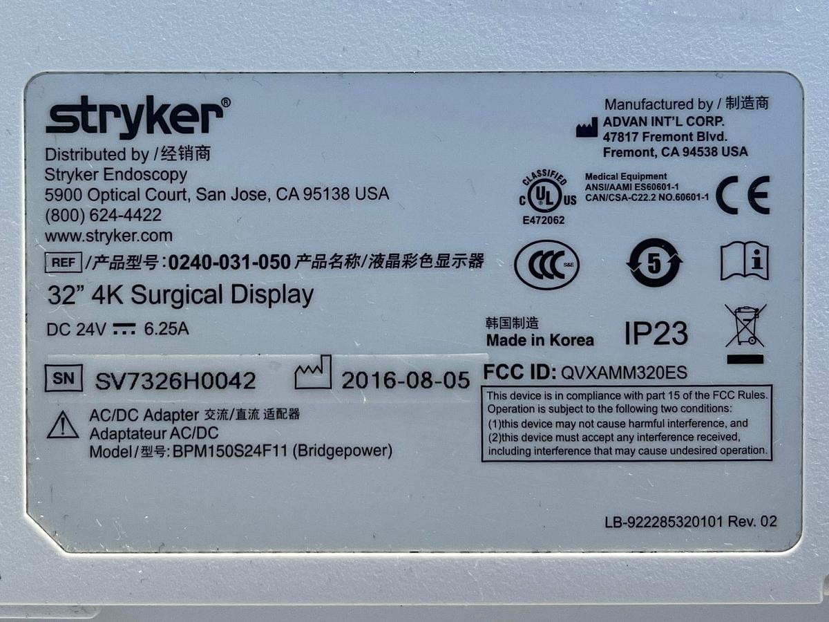 Used Stryker 1588 Laparoscopy Tower - Stryker 1588 Laparoscopy Tower  - Stryker Led Monitor 32 inch 4K YOM: 2016 - Pneumo Care - Synk Wireless Transmitter  - 1588 HD Camera Head  - SDC3 HD Information Management YOM: 2013 - 1588 HD Image Processor YOM: 2016 - LIO LED Light Source YOM: 2016 - SDP 1000 Digital Colour Printer