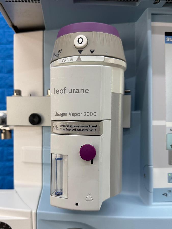 Used Drager Primus Infinity REF: 8607500 YOM: 2018 Include Dräger 2000 Isoflurane Vaporiser