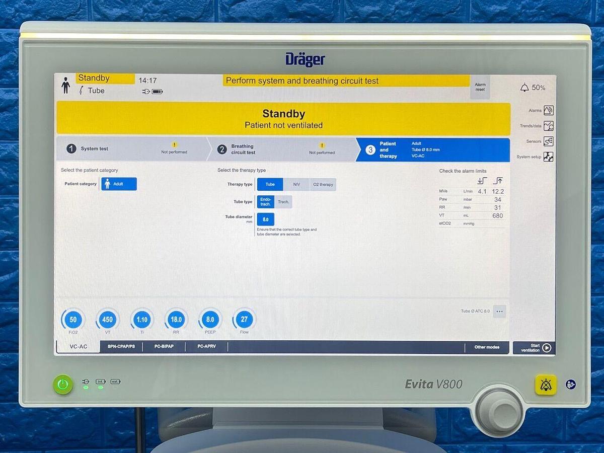 Used DRAEGER Dräger Evita V800 Ventilator YOM
