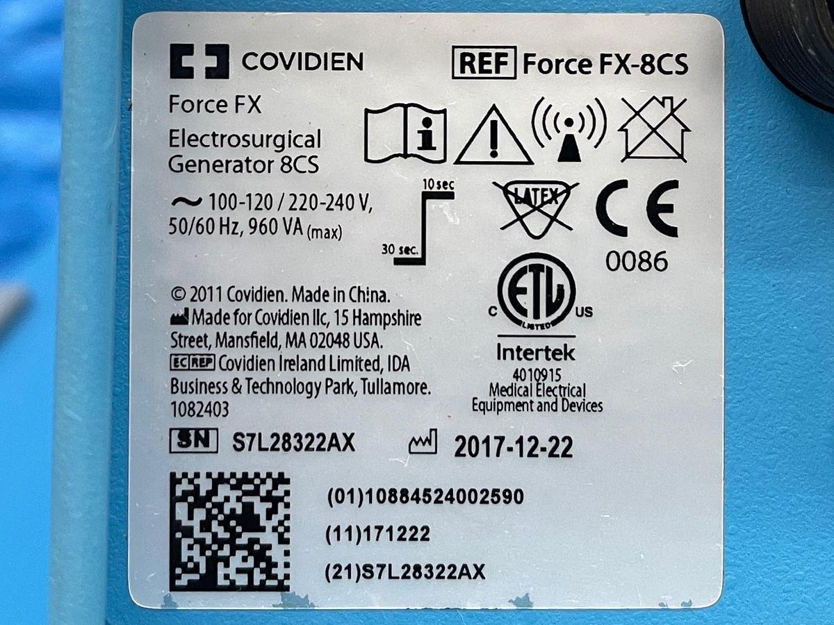 Used Covidien Force FX YOM: 2017 With Mono Polar and Bipolar Footswitch
