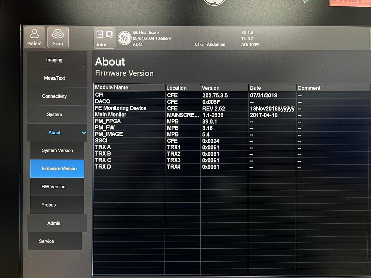 Used GE Venue YOM: 2018 With 3 Probes.