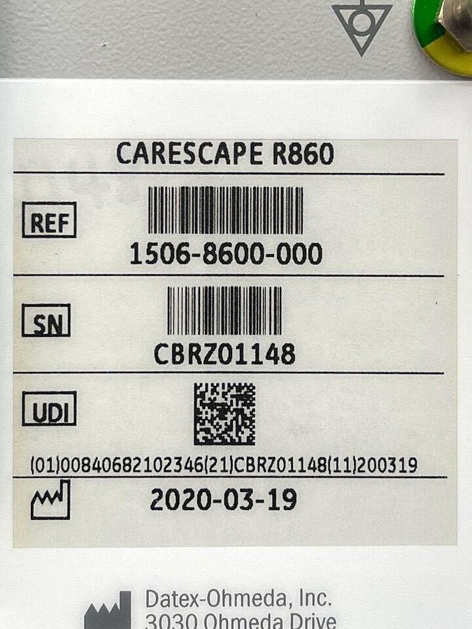 Used GE Carescape R-860 Ventilator YOM