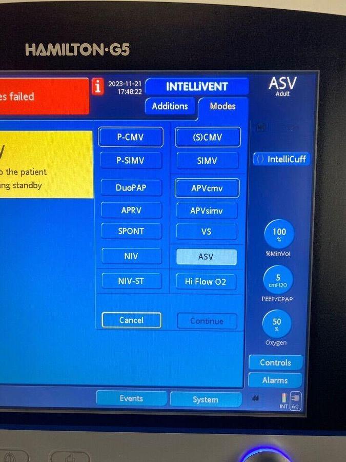 Used HAMILTON G5 Intellivent Ventilator
