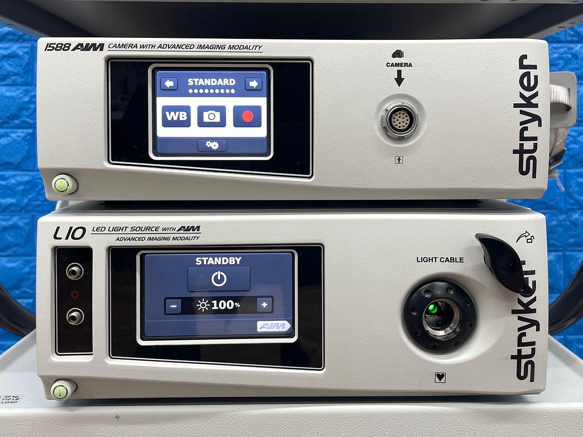 Used Stryker 1588 Laparoscopy Tower - Stryker 1588 Laparoscopy Tower  - Stryker Led Monitor 32 inch 4K YOM: 2016 - Pneumo Care - Synk Wireless Transmitter  - 1588 HD Camera Head  - SDC3 HD Information Management YOM: 2013 - 1588 HD Image Processor YOM: 2016 - LIO LED Light Source YOM: 2016 - SDP 1000 Digital Colour Printer