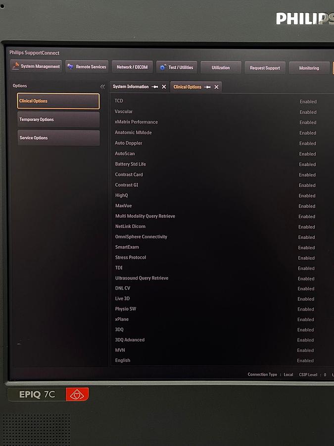 Used Philips EPIQ 7C Ultrasound  SW: HW A.1 YOM: 2016 SN: US616B0913 Probe  X5-1 