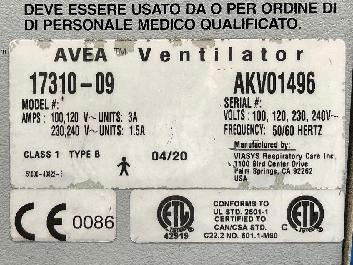 Used AVEA Viasys Ventilator