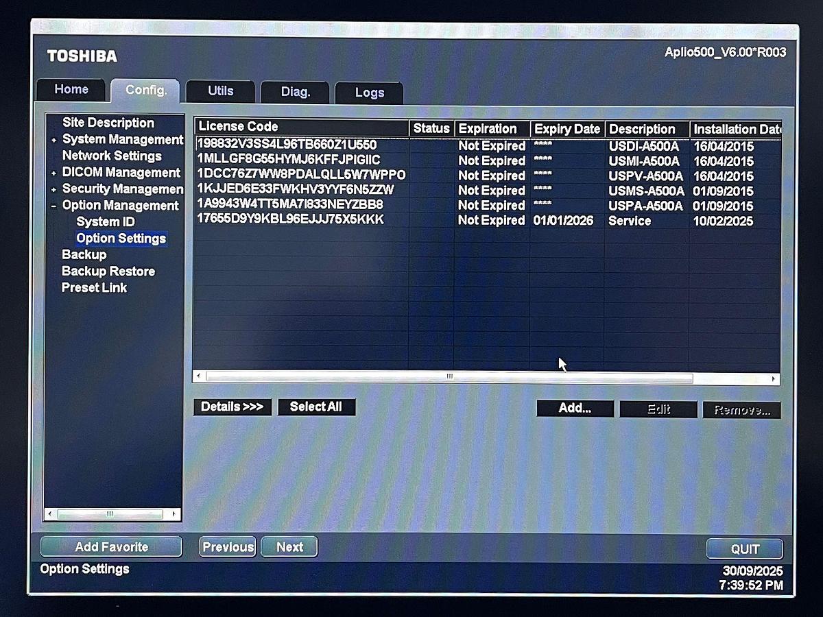 Used  TOSHIBA Aplio 500 YOM: 2015