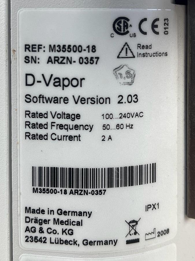 Used Dräger Baxter Desflurane, REF: M35500-18, YOM: 2008