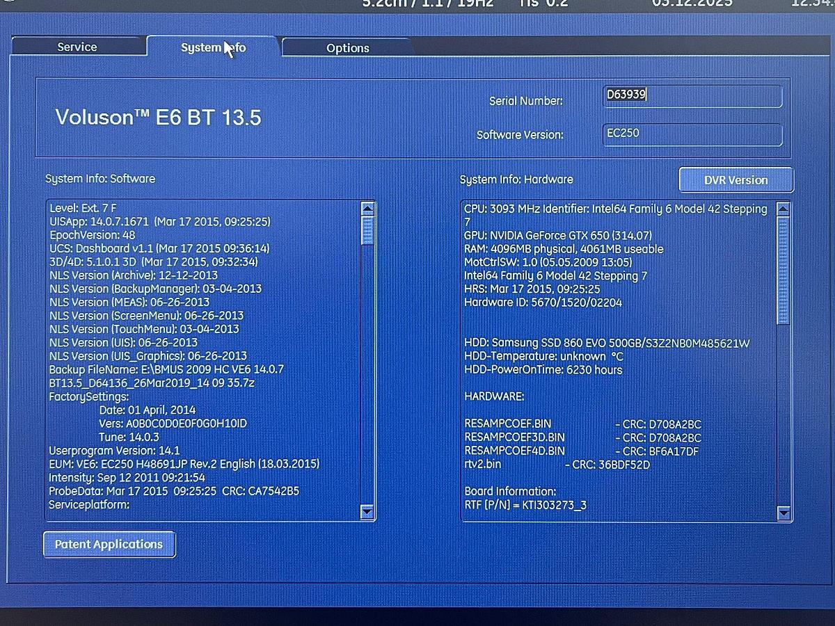 Used GE Datex Ohmeda Voluson E6 Ultrasound YOM: 2015 Probes RAB6-D YOM: 2015 IC5-9-D YOM: 2015