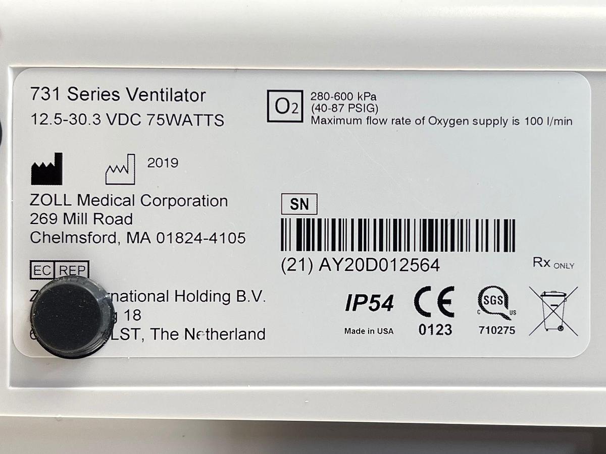 Used Zoll 731 Series Ventilator YOM: 2019 -4 pieces