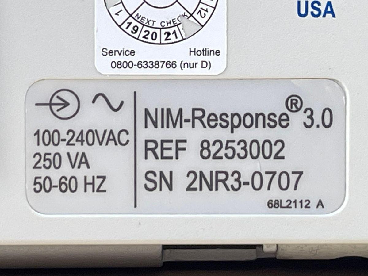 Used Medtronic NIM-Response 3.0 SN: 2NR3-0707 Includ Medtronic  NIM-Response 3.0 REF: 8253200 Nim 3.0 Patient Simulator  REF: 8253600 Nim Muting Detector REF: 68L1204