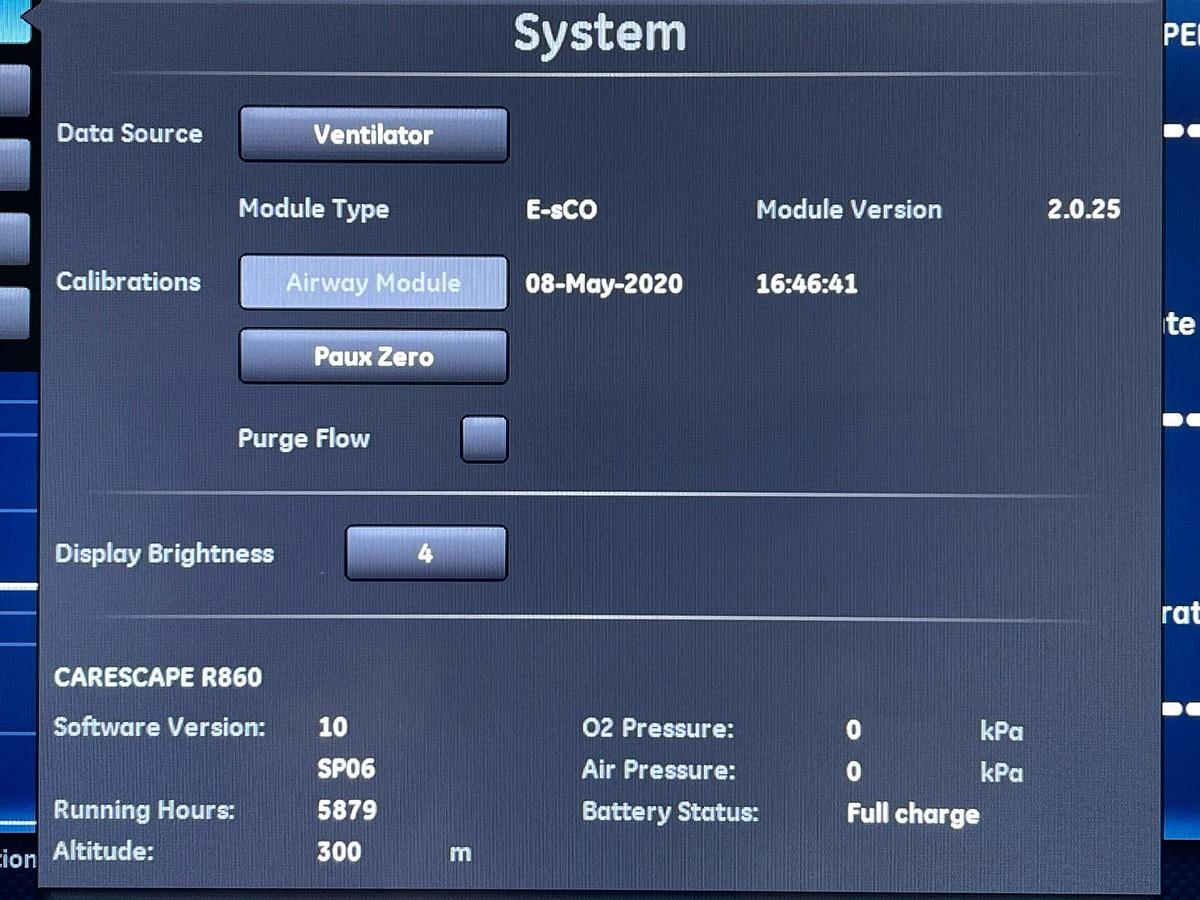 Used GE R860 Ventilator, YOM: 2020