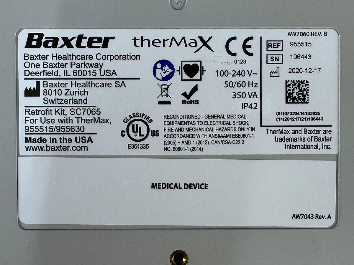 Used Baxter TherMax  REF: 955515 YOM: 2020 