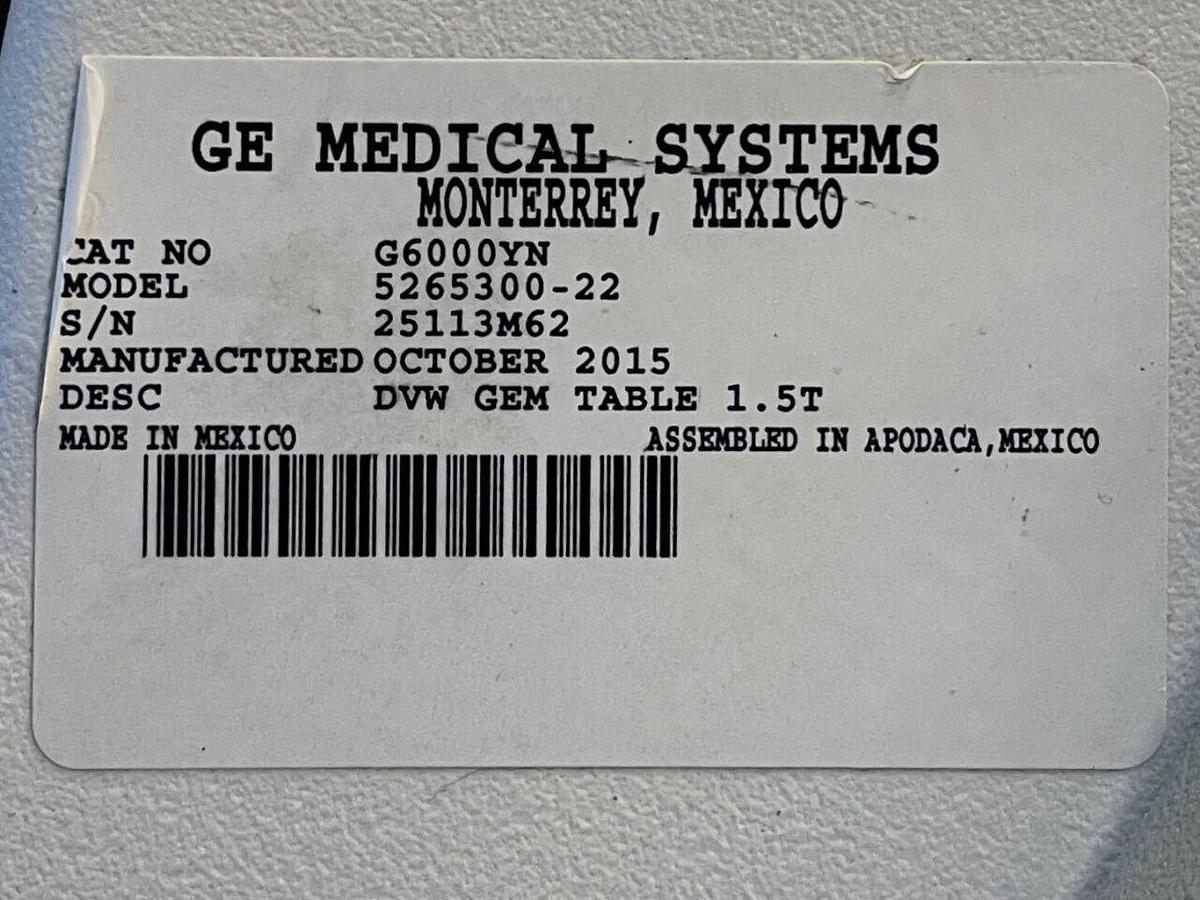Used GE Medical System DVM GEM MRI Table 1.5T (REF