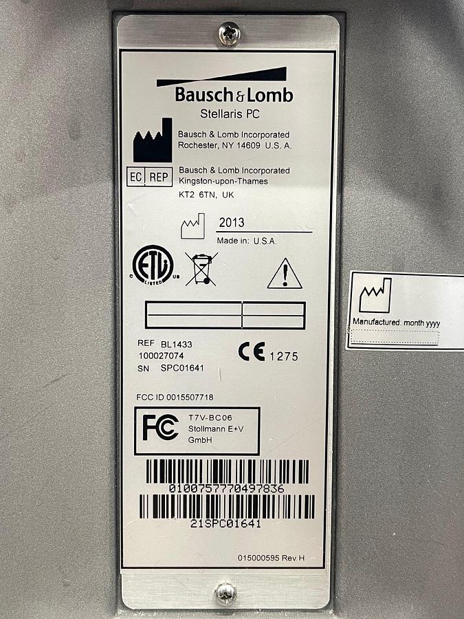 Used Bausch & Lomb Phacoemulsifier Stellaris PC Laser machine YOM: 2013 With Footswitch and 2 Hand pieces