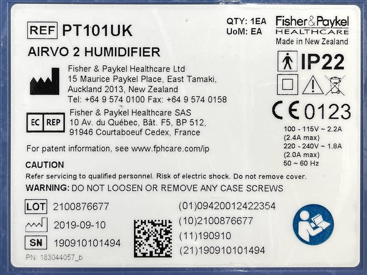 Used Fisher & Paykel Airvo 2, Nasal High Flow REF: PT101UK, YOM: 2013