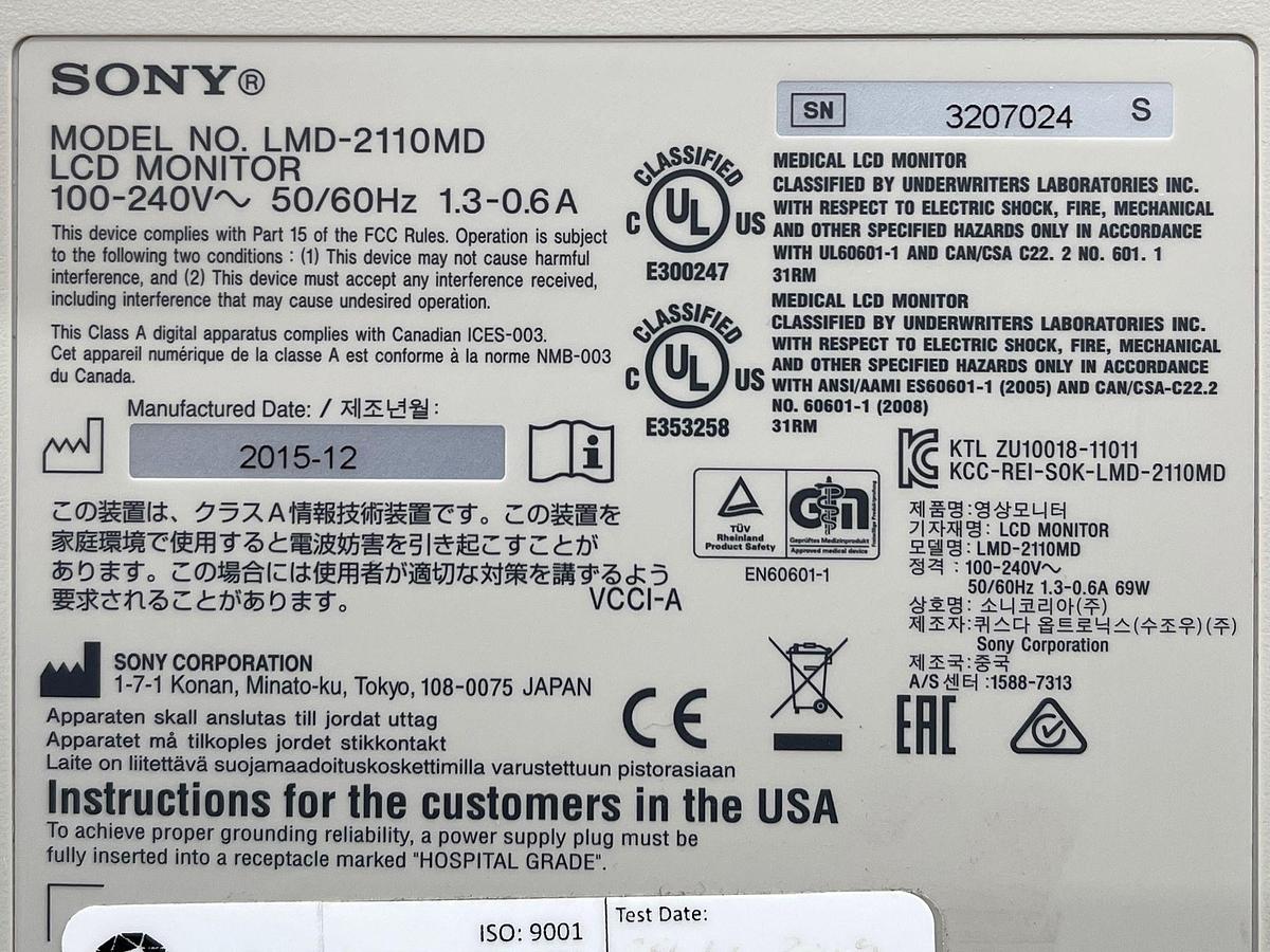 Used FUJINON Tower LCD Monitor 21 Inch YOM: 2015