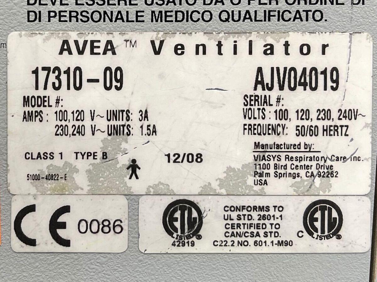 Used AVEA Viasys Ventilator
