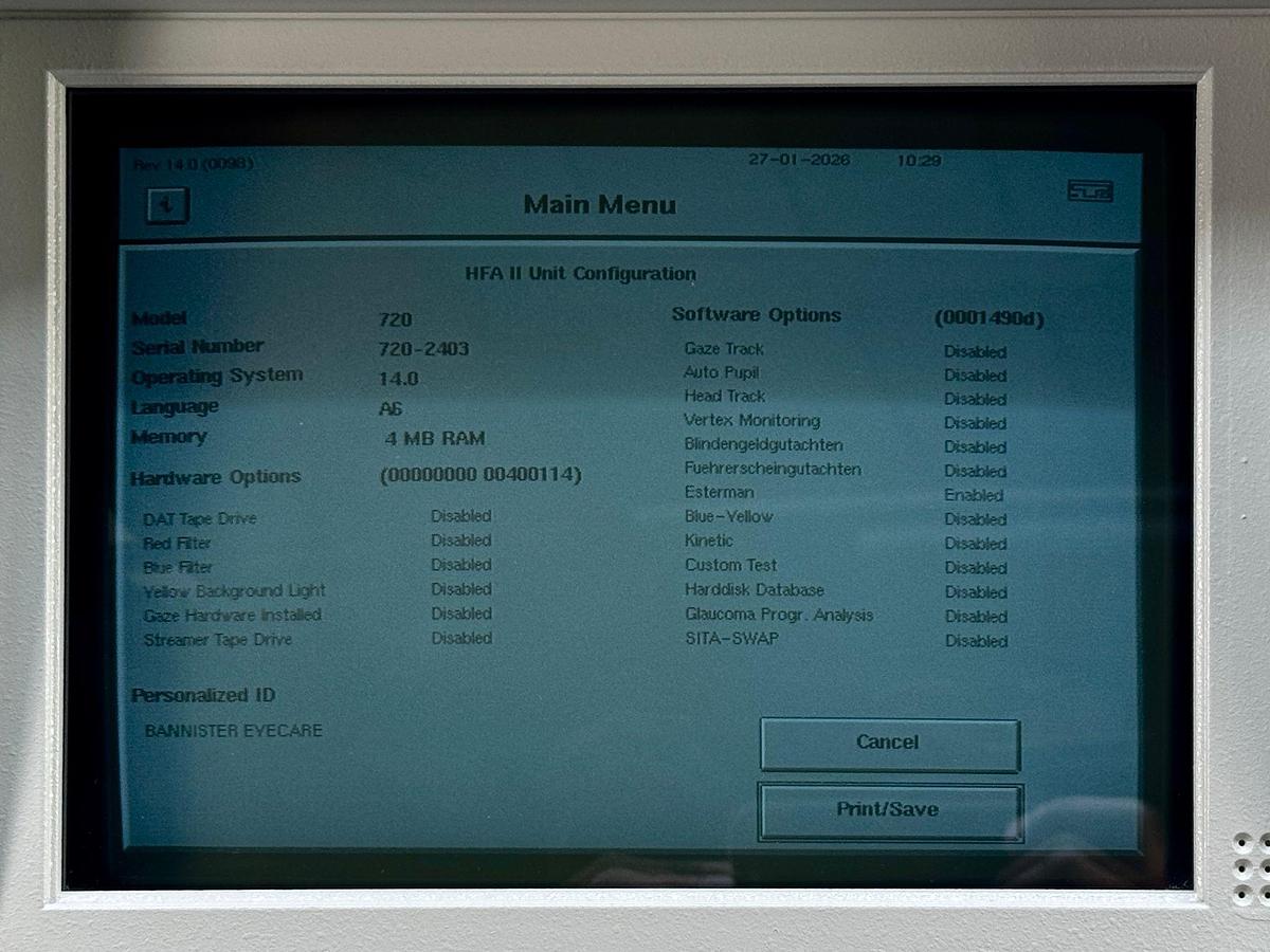 Used Zeiss Field Analyzer Model: 720