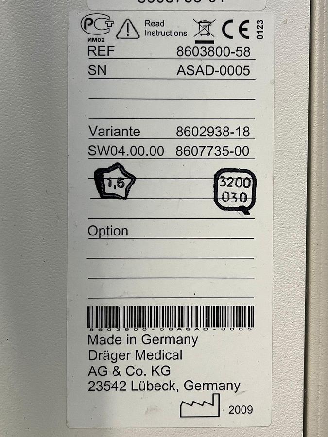 Used Dräger Primus Anaesthesia  YOM: 2009 