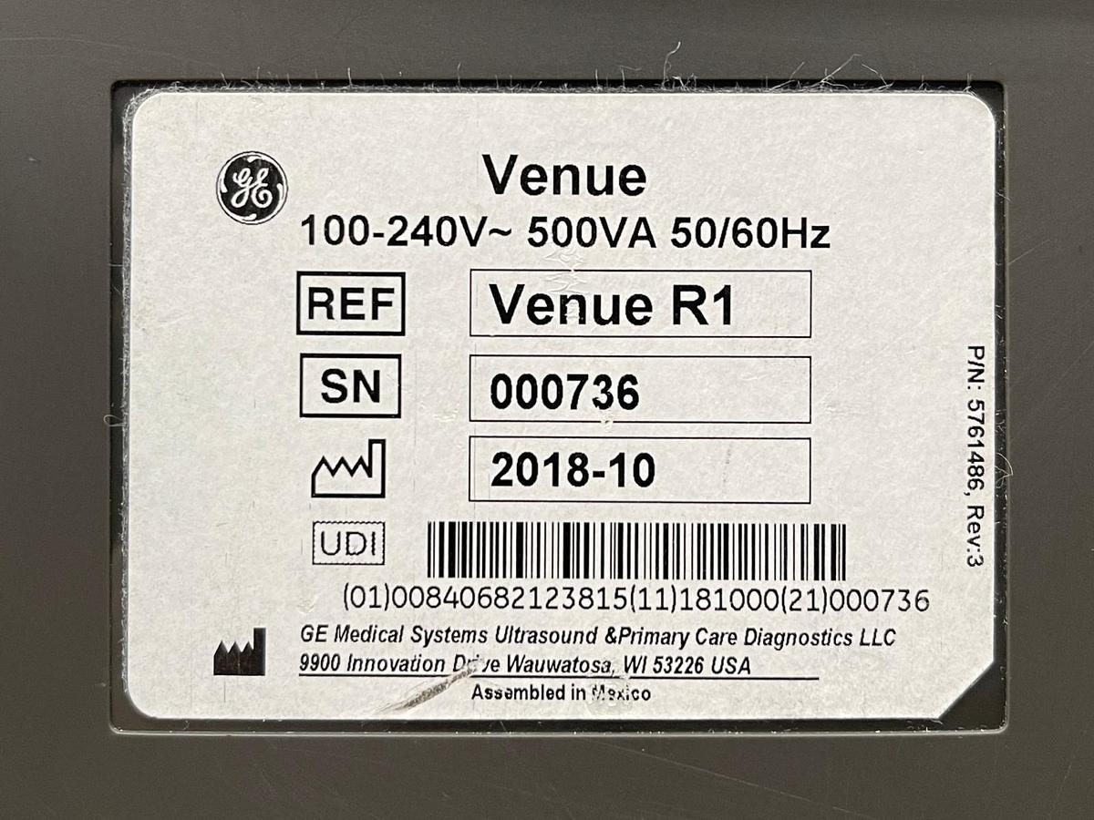 Used GE Venue YOM: 2018 With 3 Probes.