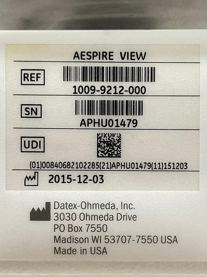 Used GE Aespire View Anesthesia YOM