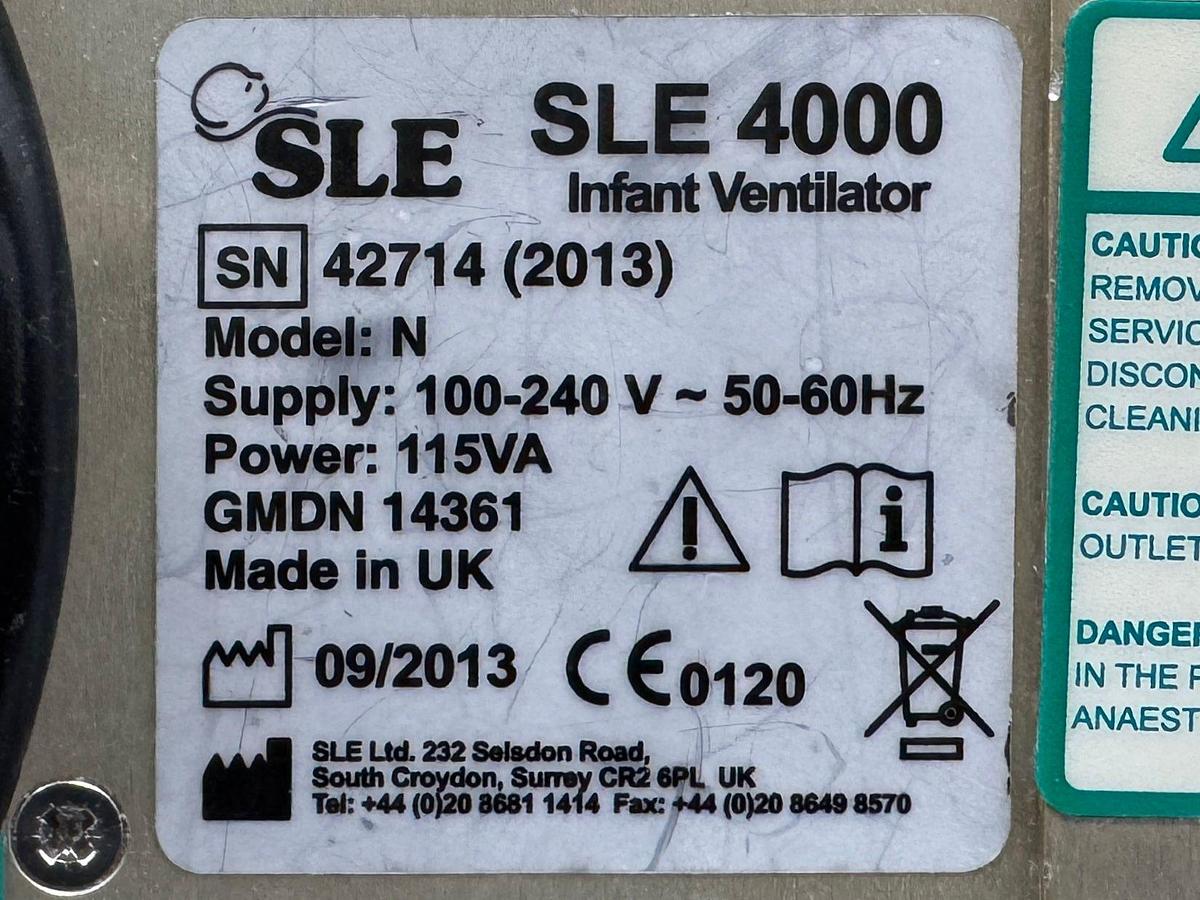 Used SLE 4000 Infant Ventilator  YOM: 2013 SN: 42715 YOM: 2013 SN: 42714  YOM: 2017 SN: 43488-R1-XE