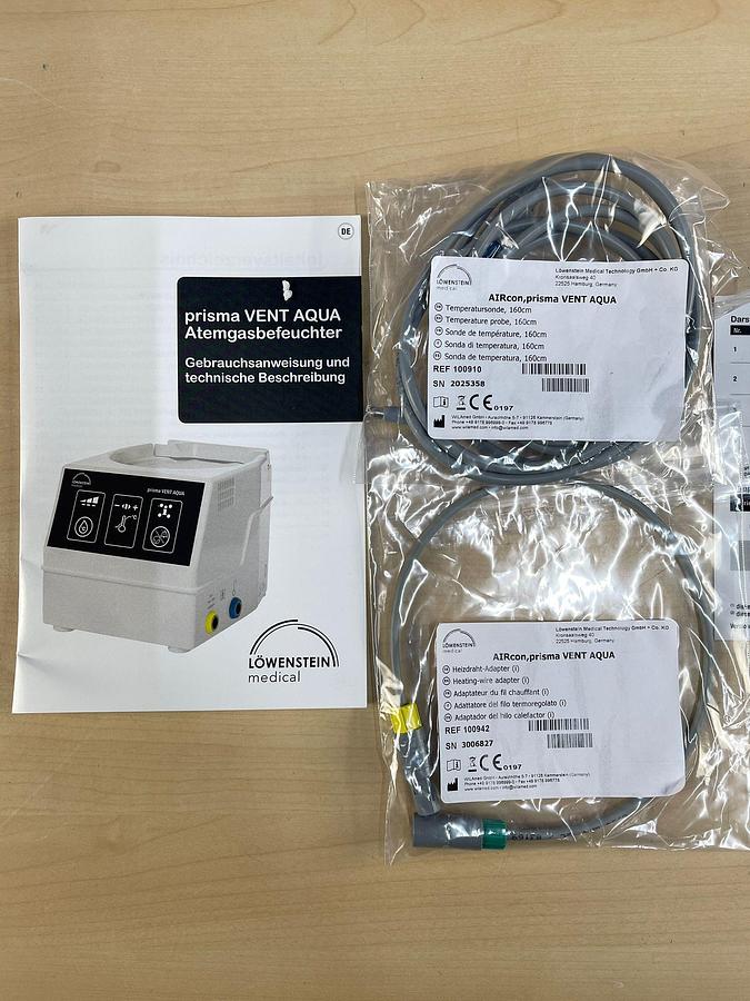 Used Lowenstein Prisma Vent Aqua REF: 100506 Brand New -3 pieces 