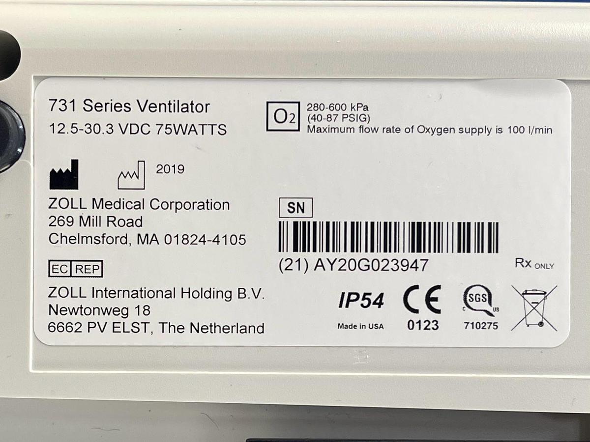 Used ZOLL 731 ventilator, YOM: 2019 Ventilator
