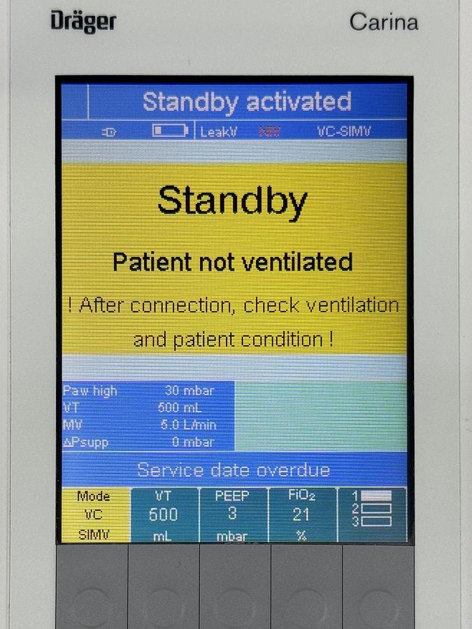 Used Dräger Carina Ventilator  Hours: 52 YOM: 2018 