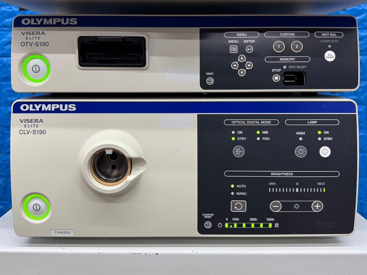 Used Olympus OTV-S190 Tower Processor OTV-S190  SN: 7354579 Light Source CLV-S190 SN: 7304202 Olympus OEV261H Monitor  YOM: 2013 SN: 7354100 Olympus UHI-4  YOM: 2021 SN: 7159219 Olympus IMH-20 SN: 7331770 Olympus Camera Head CH-S190-XZ-E SN: 7506197 Olympus MAJ-1921 Keyboard  Sony Digital Colour Printer