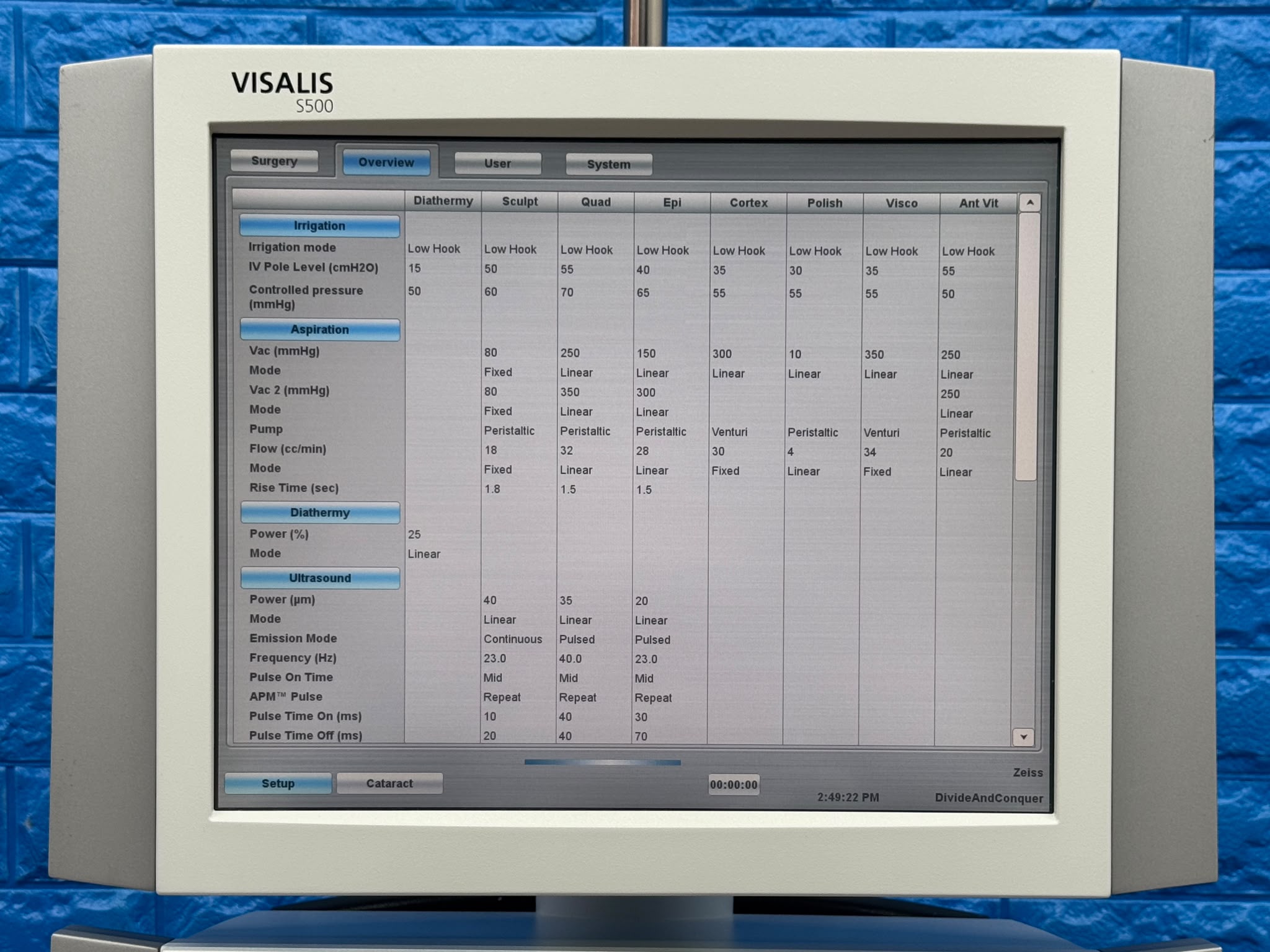 Used CARL ZEISS Visalia S500 REF: 640420 with 3 Hand Pieces YOM: 2013