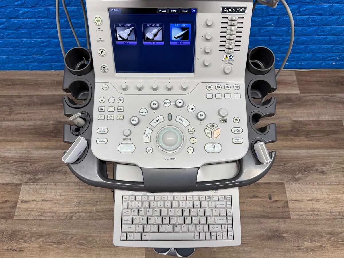 Used Toshiba Aplio 500 Ultrasound YOM: 2019 Probes  PLT-1005BT YOM: 2019 PLT-1204BT YOM: 2019 PLT-1202BT YOM: 2019