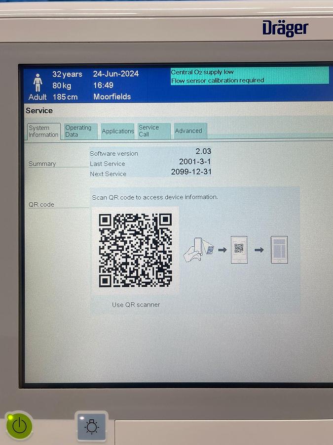 Used Dräger Perseus A500 Anesthesia Machine YOM:2015