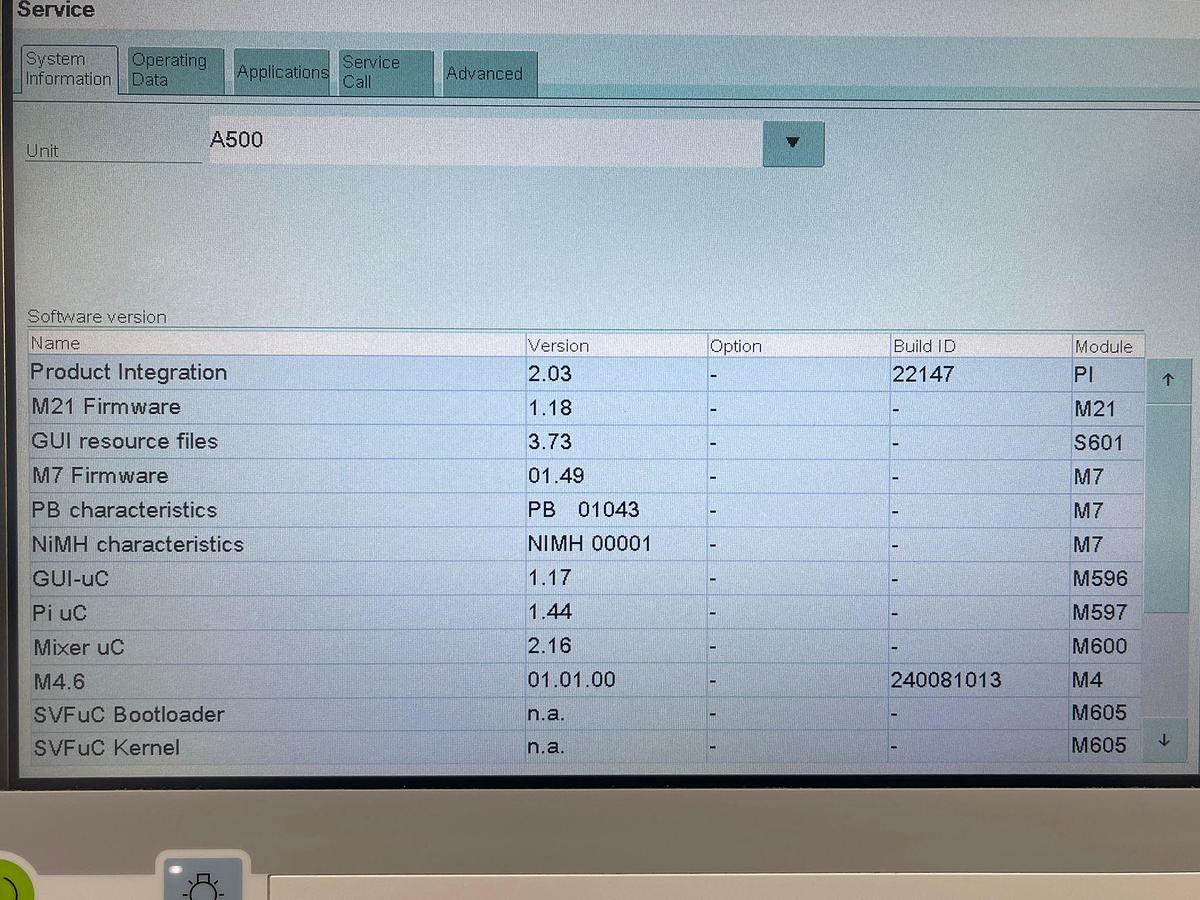 Used Dräger Perseus A500 Anesthesia YOM: 2015