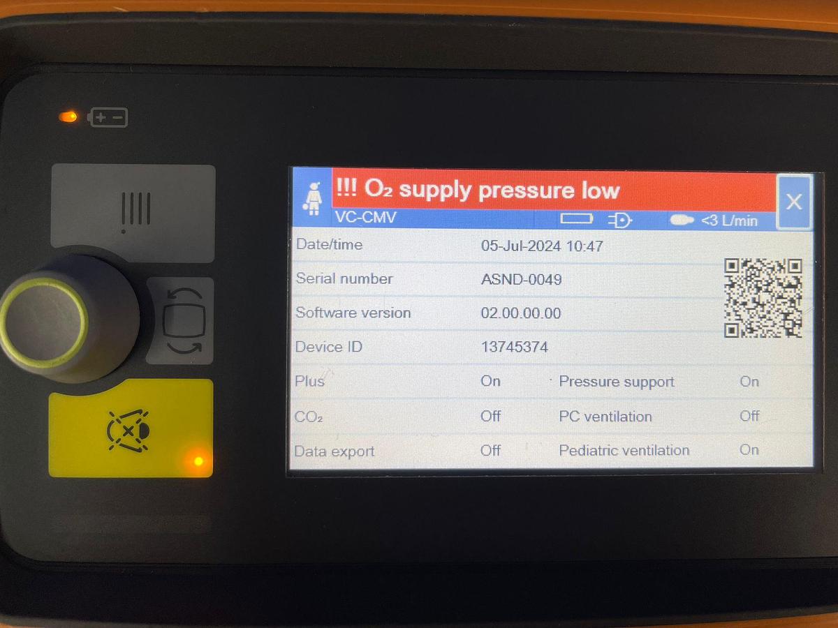 Used Dräger Oxylog VE300 Hours: 62 YOM: 2020