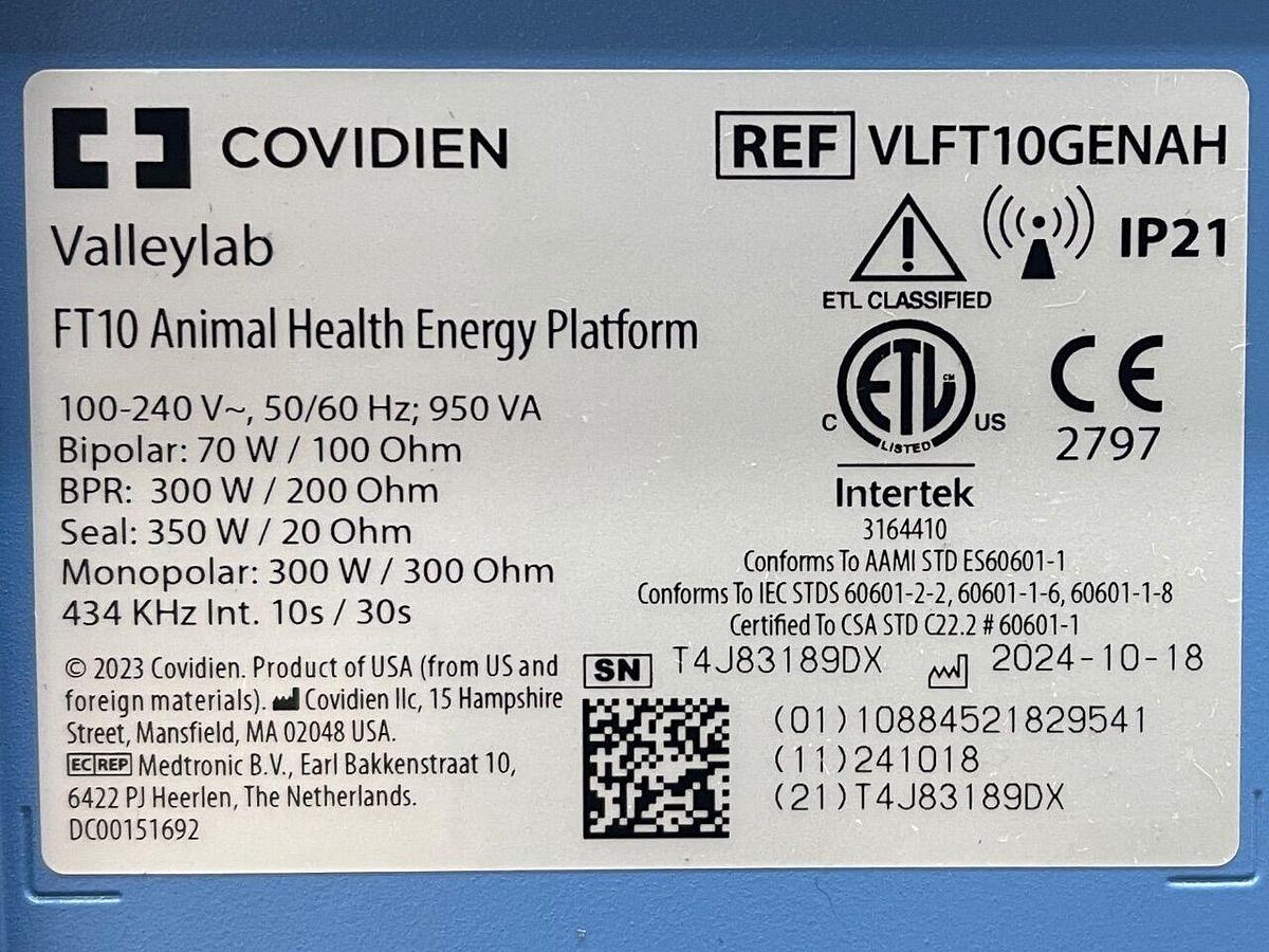 Used VALLEYLAB/COVIDIEN FT 10 YOM
