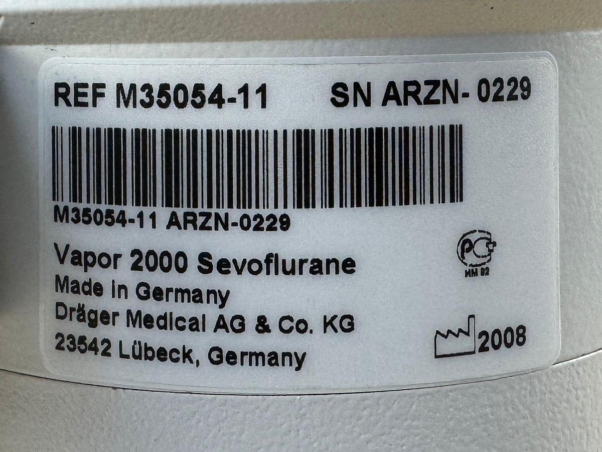 Used Dräger 2000 SevoFlurane Vaporizer  YOM: 2008 