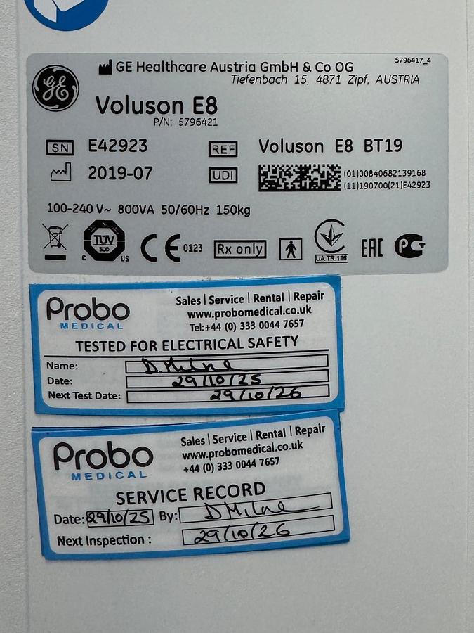 Used GE Voluson E8 Ultrasound YOM: 2019  