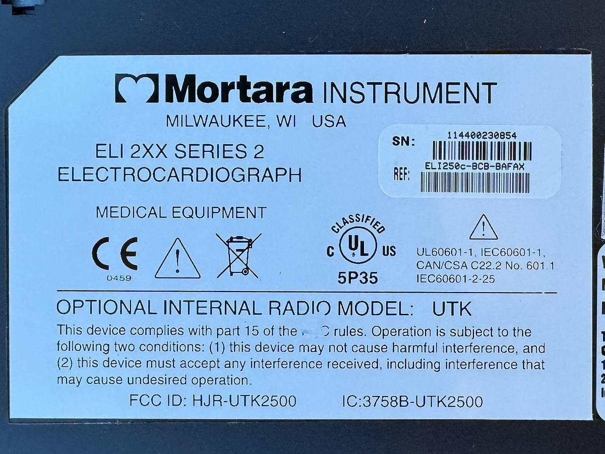 Used Mortara ELI 250c Electrocardiograph ECG REF: ELI250c-BCB-BAFAX 