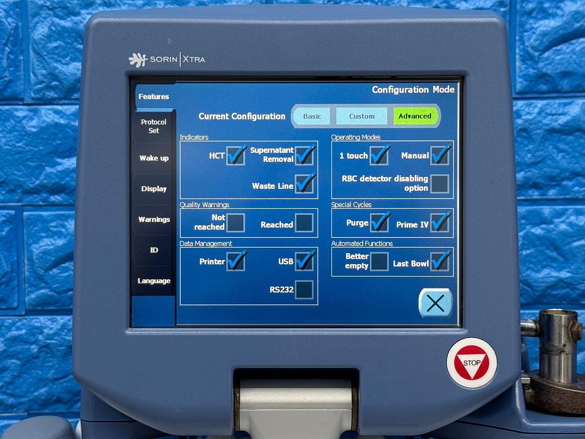 Used Sorin Xtra Auto Transfusion System REF: 75220 YOM: 2013 SN: BO22976  L13 Include Sorin Xvac Pump REF: 75306 YOM: 2015 SN: BO27119N15