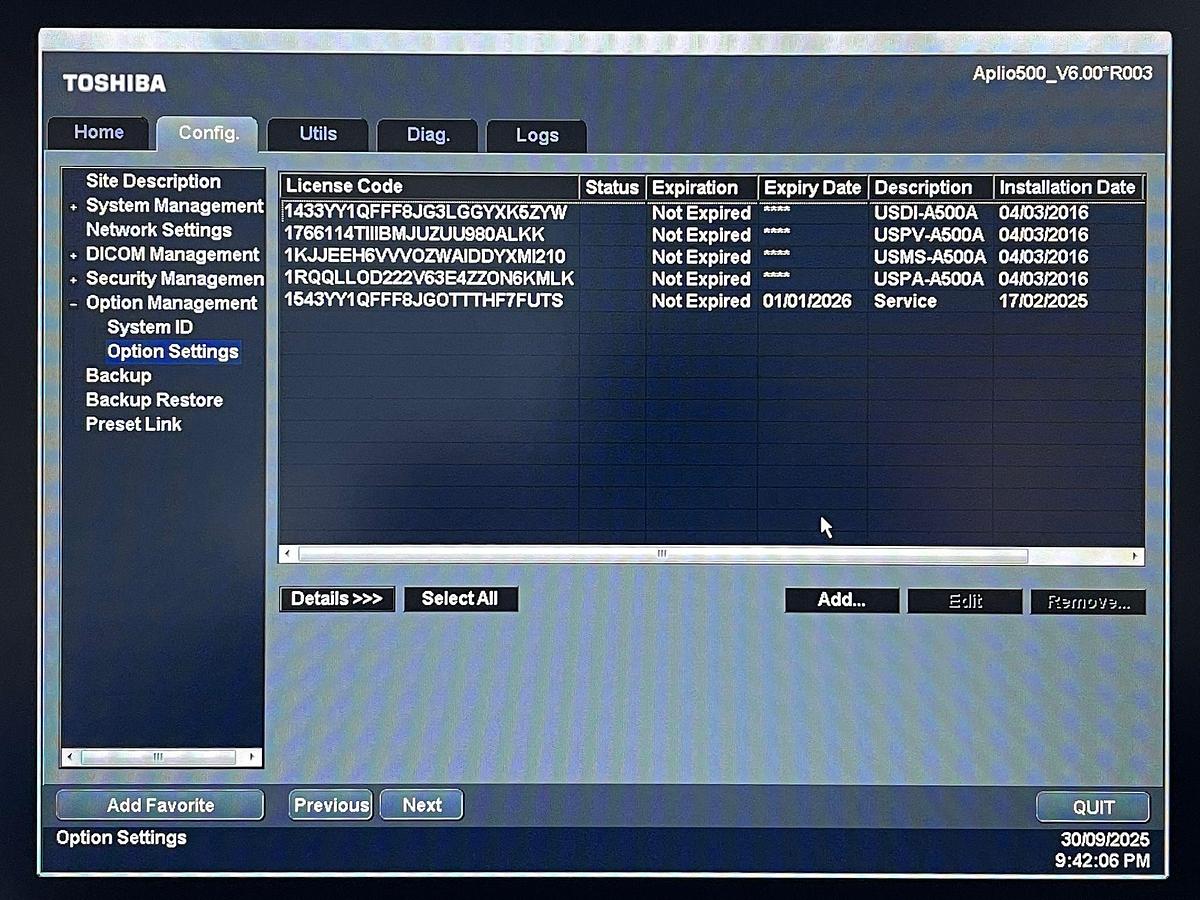 Used Toshiba Ultrasound Aplio 500 YOM: 2015