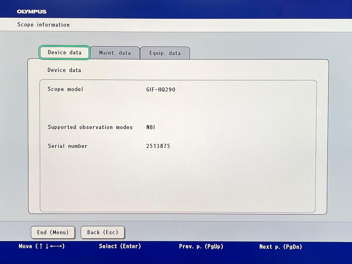 Used Olympus scope Model: GIF-HQ290