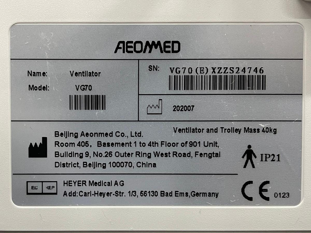 Used Aeonmed Ventilator Vg 70 YOM:2020