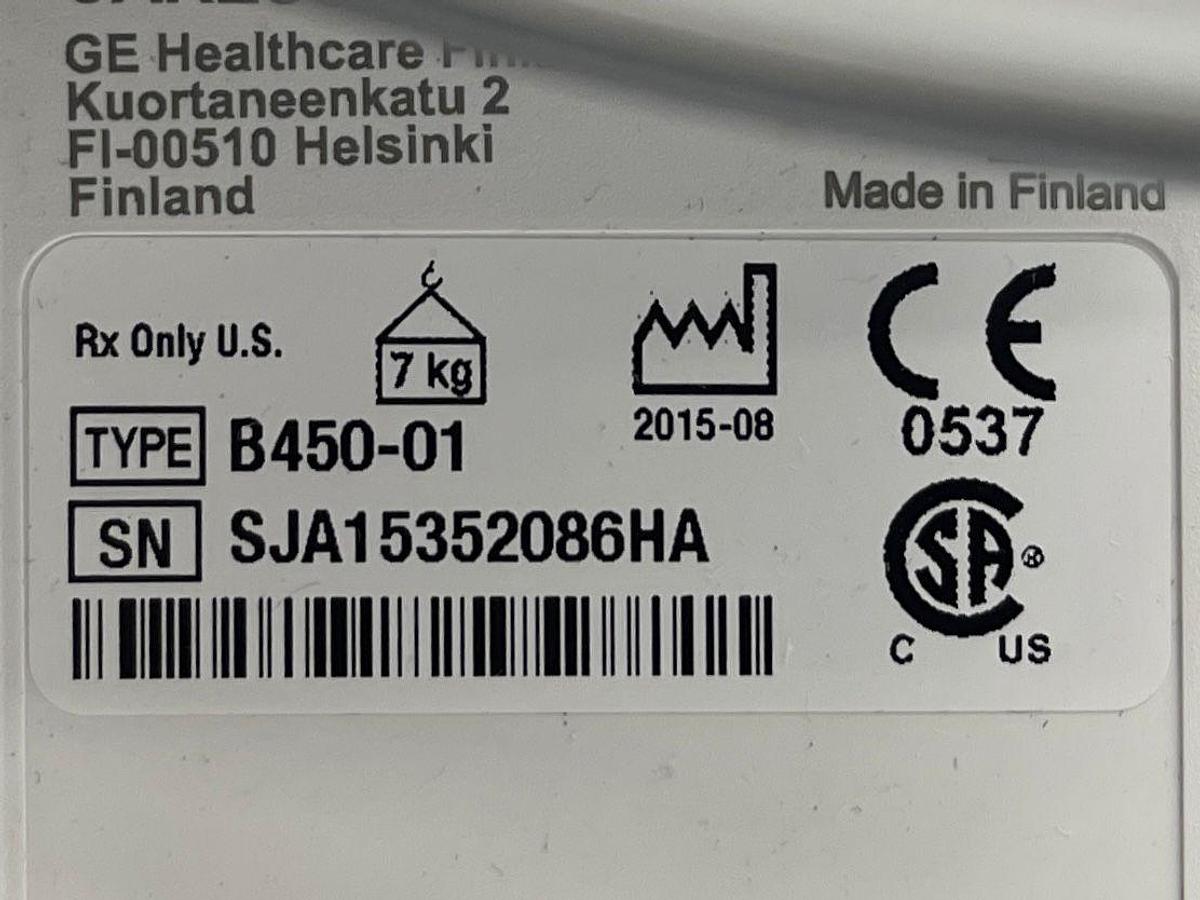 Used GE Aespire View Anesthesia YOM: 2015 Include GE B450 Patient Monitor With E-miniC Gas Madul And Leads YOM: 2015