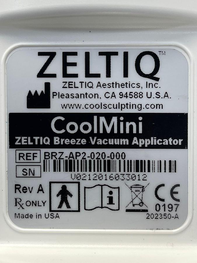 Used ZELTIQ CoolMini Coolsculpting Breeze Vacuum Applicator REF: BRZ-AP2-020-000