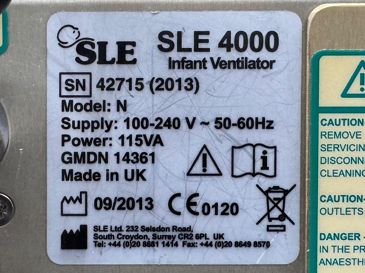 Used SLE 4000 Infant Ventilator  YOM: 2013 SN: 42715 YOM: 2013 SN: 42714  YOM: 2017 SN: 43488-R1-XE