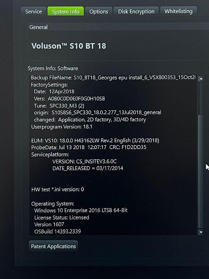 Used GE Voluson S10 Ultrasound YOM